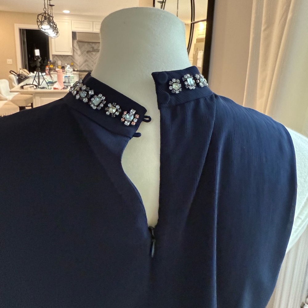 J. Crew Navy Tunic with Embellished Collar